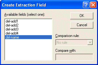 create extration field dialog box