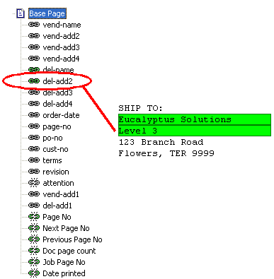 mapped field is highlighted in print map window and field list