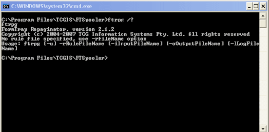 Command Line: C:\Program Files\TCGIS\FTSpooler>