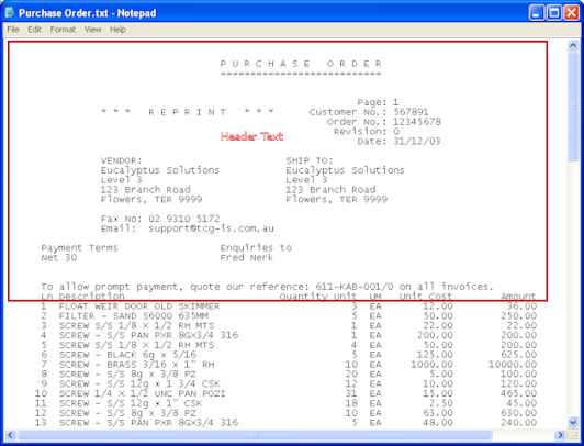 Header Area (top of page, including header) selected