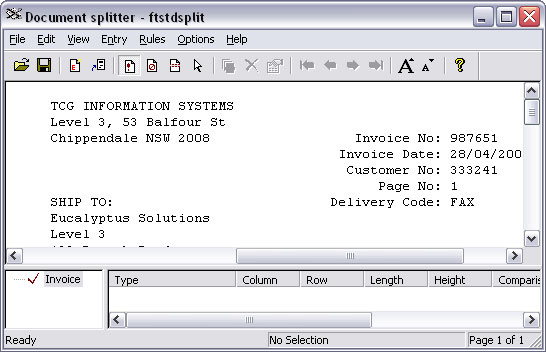 Sample data loaded into SplitDef