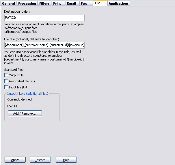 Settings for File Queue