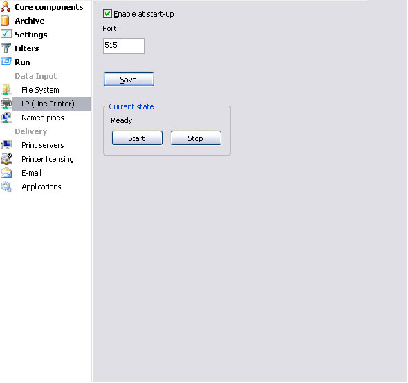 Screenshot Line Printer settings